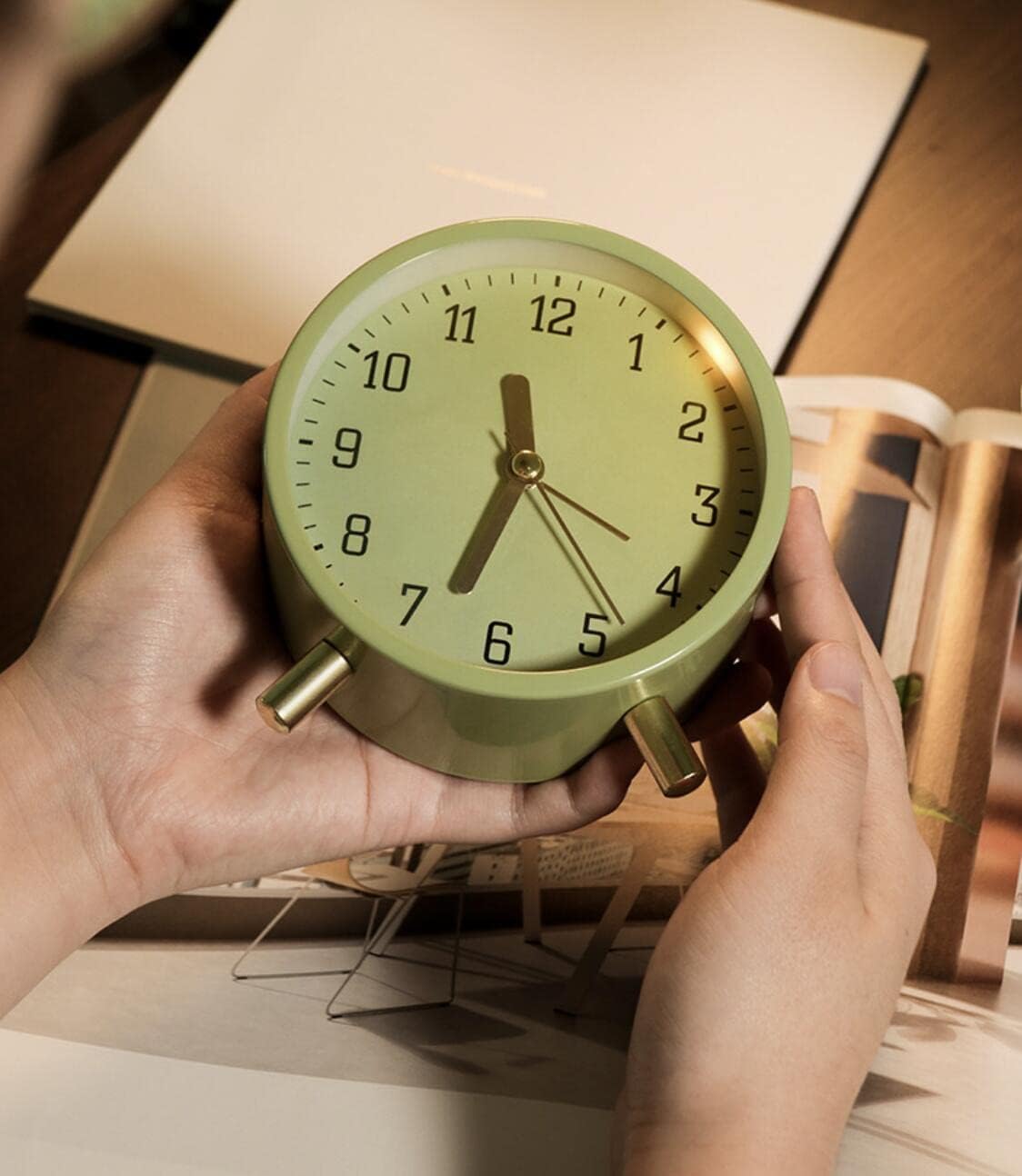 Small Analog Alarm Clock, Battery Operated Desk Clock, White