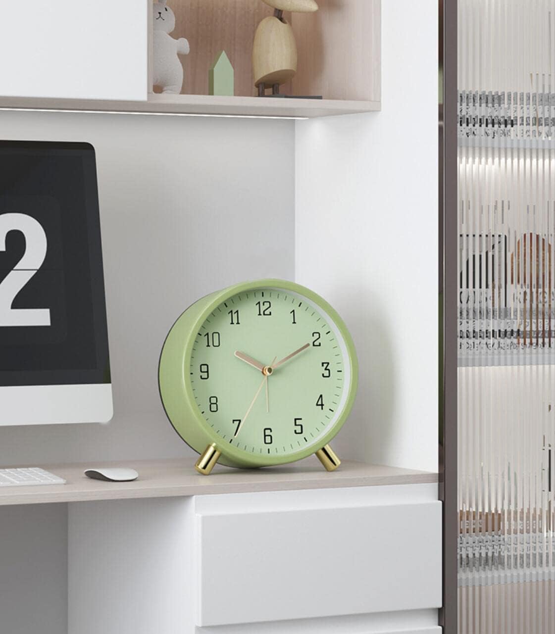 Small Analog Alarm Clock, Battery Operated Desk Clock, White
