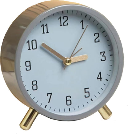 Small Analog Alarm Clock, Battery Operated Desk Clock, White