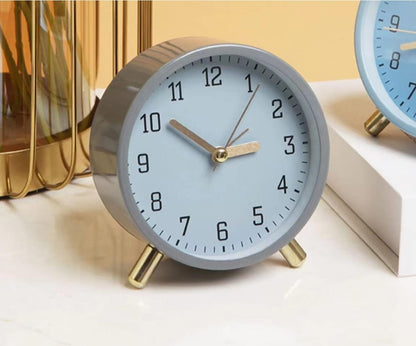Small Analog Alarm Clock, Battery Operated Desk Clock, White