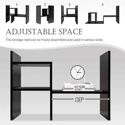 Desktop Organizer Office Storage Rack Adjustable Wood Display Shelf | Birthday Gifts - Toy - Home Decor | - Free Style Rotation Display - True Natural Stand Shelf (White)