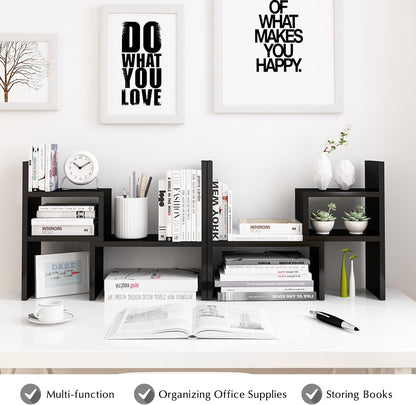 Desktop Organizer Office Storage Rack Adjustable Wood Display Shelf | Birthday Gifts - Toy - Home Decor | - Free Style Rotation Display - True Natural Stand Shelf (White)