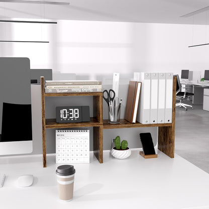 Desktop Organizer Office Storage Rack Adjustable Wood Display Shelf | Birthday Gifts - Toy - Home Decor | - Free Style Rotation Display - True Natural Stand Shelf (White)