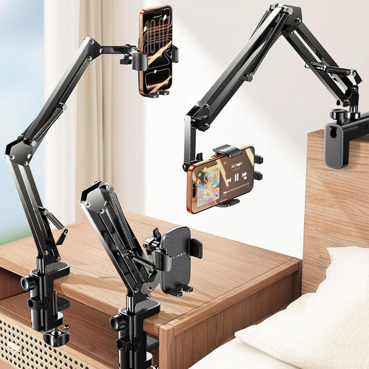 Cell Phone Holder for Bed Desk, Overhead Phone Mount iPhone Recording