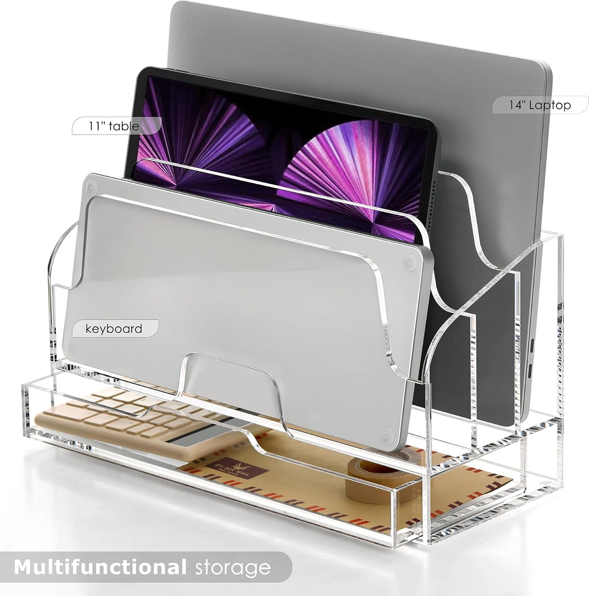 Clear Desk Organizer Holder with Drawers, Acrylic File Mail Sorter