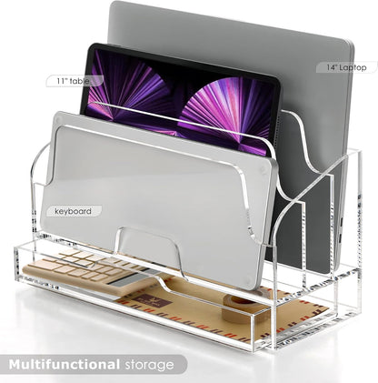 Clear Desk Organizer Holder with Drawers, Acrylic File Mail Sorter