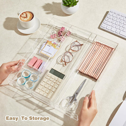 Black Acrylic Drawer Organizer Expandable,8 Compartments,Large