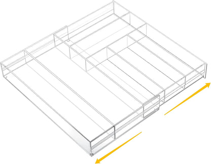 Black Acrylic Drawer Organizer Expandable,8 Compartments,Large