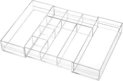 Black Acrylic Drawer Organizer Expandable,8 Compartments,Large