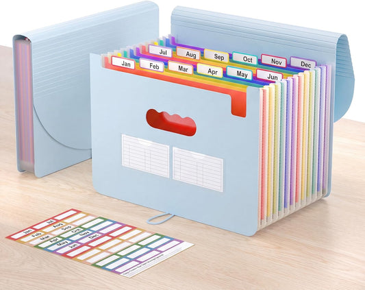 Accordion File Organizer, 12 - Pocket Expanding File Folders