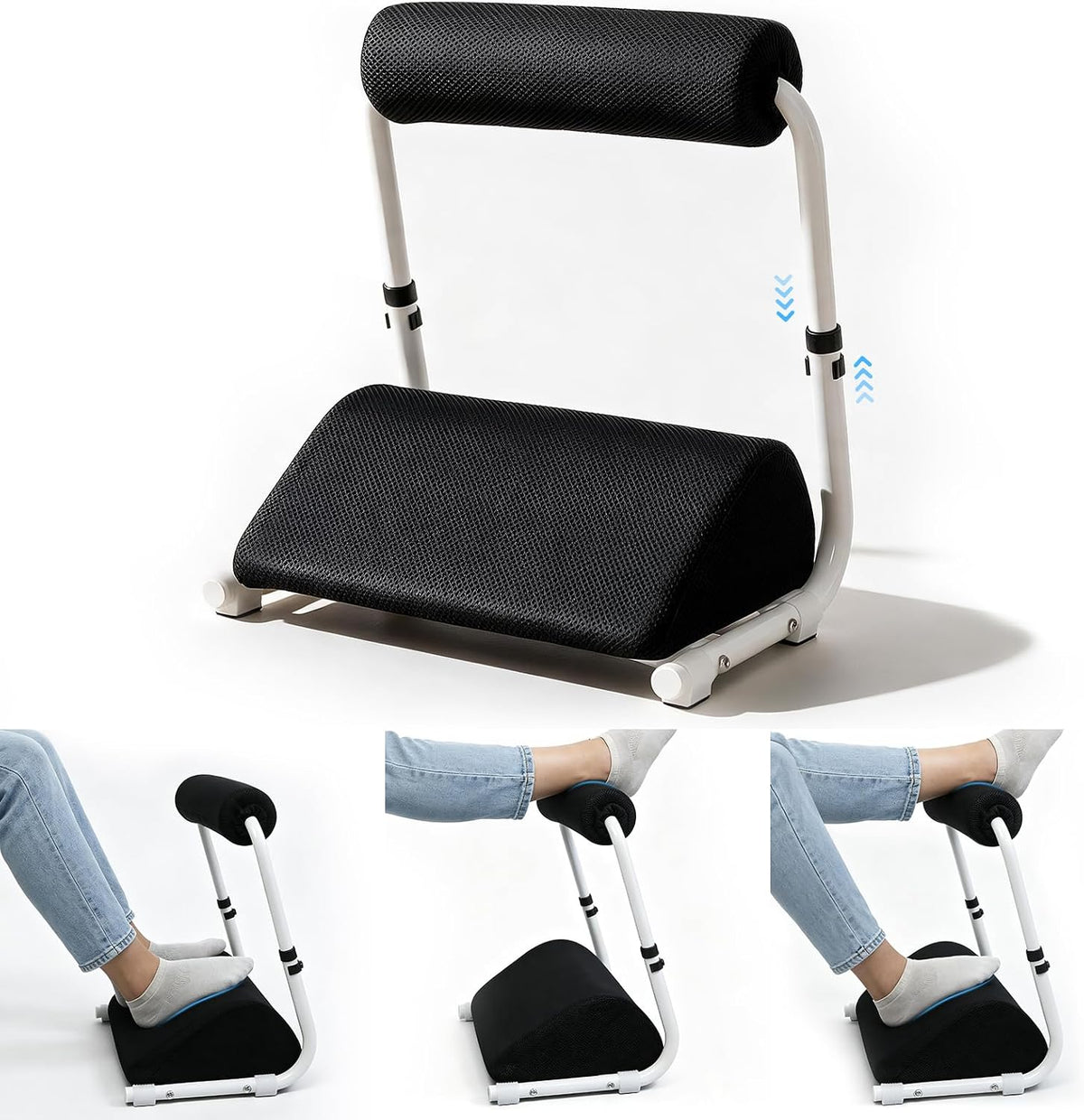 Adjustable Foot Rest Under Desk Footrest Wide Leg Rest 3 Height Positions with Detachable Foam Cushion for Desk Office Gaming Chairs