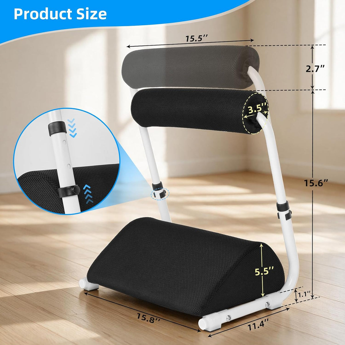 Adjustable Foot Rest Under Desk Footrest Wide Leg Rest 3 Height Positions with Detachable Foam Cushion for Desk Office Gaming Chairs