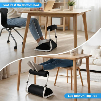 Adjustable Foot Rest Under Desk Footrest Wide Leg Rest 3 Height Positions with Detachable Foam Cushion for Desk Office Gaming Chairs