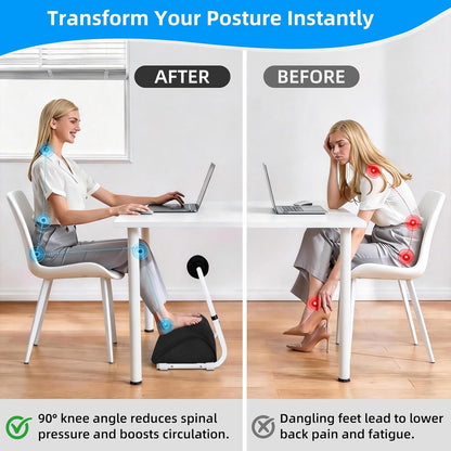 Adjustable Foot Rest Under Desk Footrest Wide Leg Rest 3 Height Positions with Detachable Foam Cushion for Desk Office Gaming Chairs