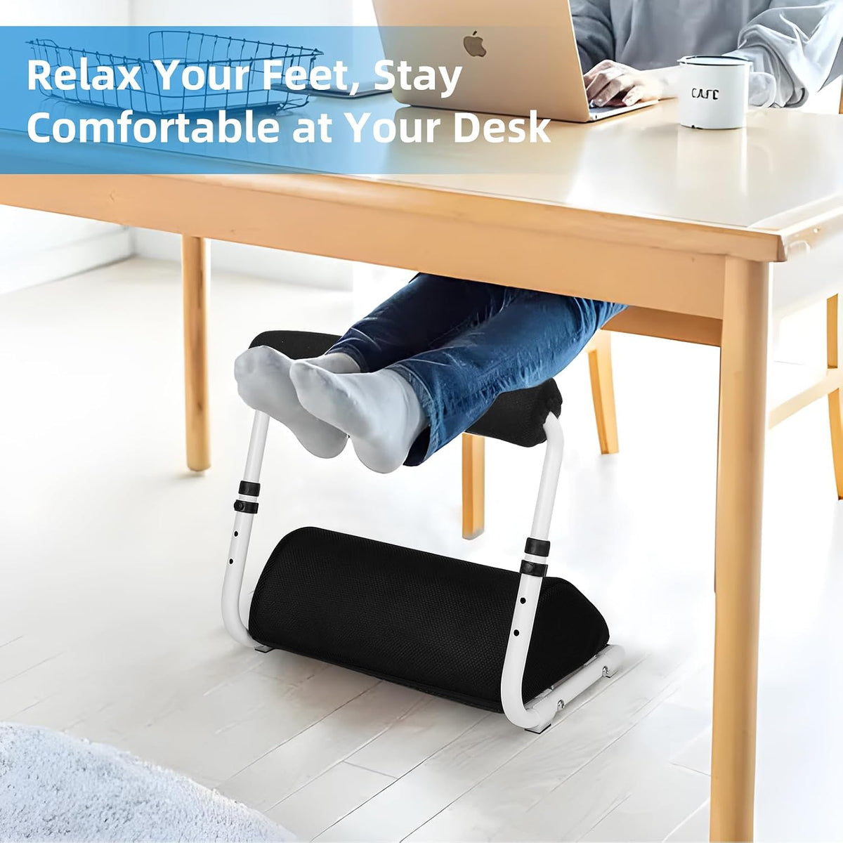 Adjustable Foot Rest Under Desk Footrest Wide Leg Rest 3 Height Positions with Detachable Foam Cushion for Desk Office Gaming Chairs