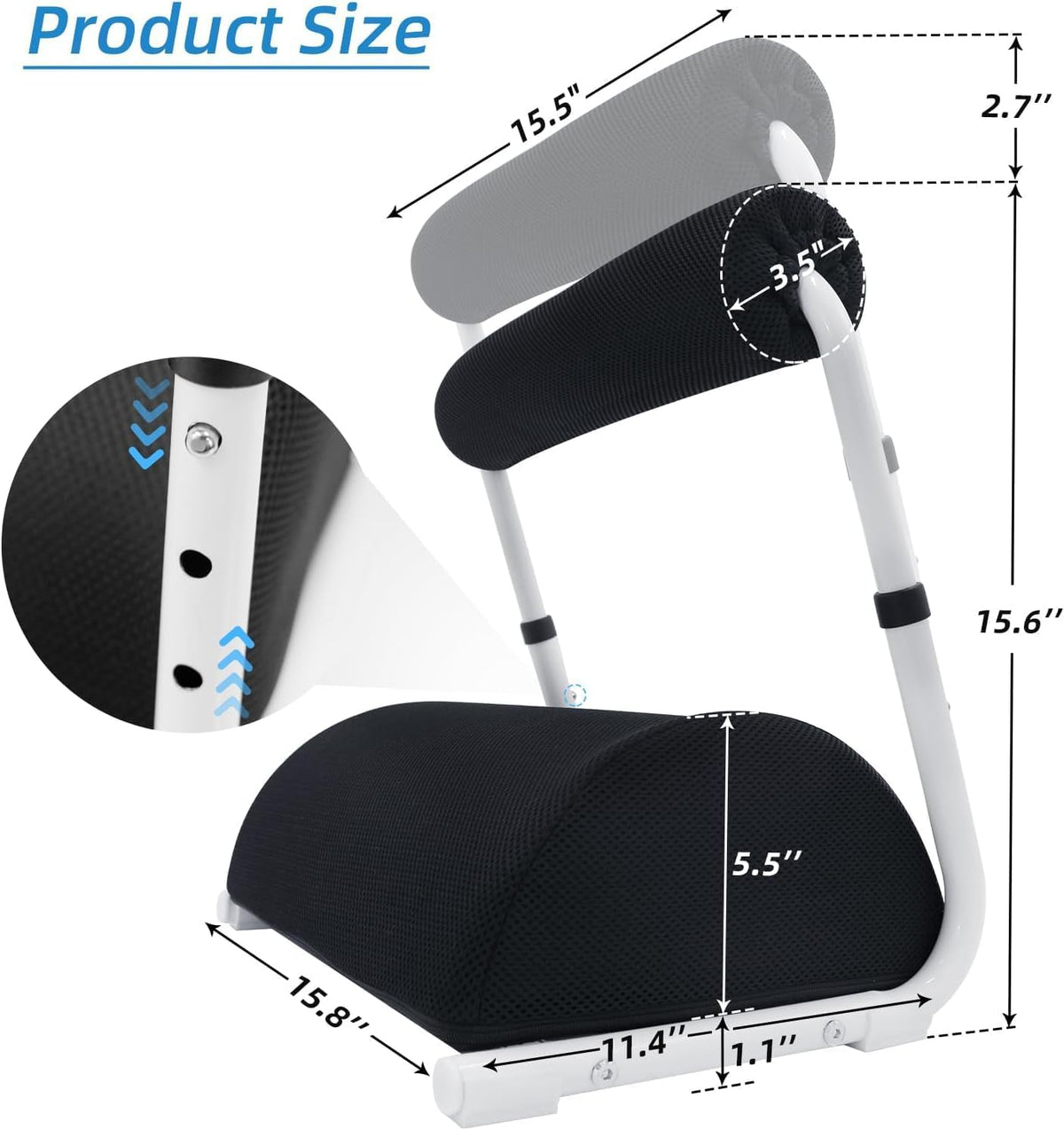 Adjustable Foot Rest Under Desk Footrest Wide Leg Rest 3 Height Positions with Detachable Foam Cushion for Desk Office Gaming Chairs