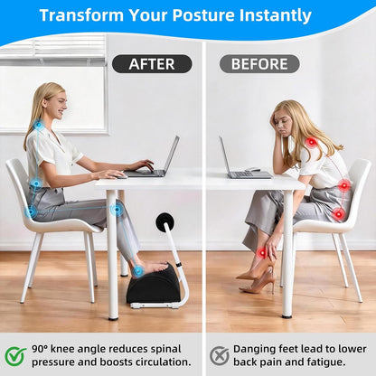 Adjustable Foot Rest Under Desk Footrest Wide Leg Rest 3 Height Positions with Detachable Foam Cushion for Desk Office Gaming Chairs