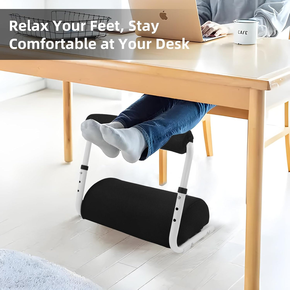 Adjustable Foot Rest Under Desk Footrest Wide Leg Rest 3 Height Positions with Detachable Foam Cushion for Desk Office Gaming Chairs