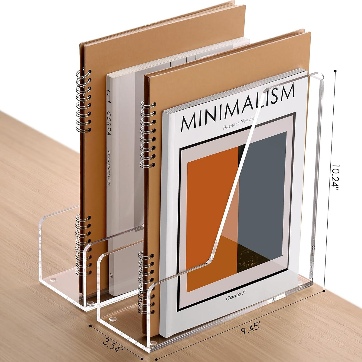 Acrylic Magazine File Holder Desk Organizer Magazine Rack, Clear, Vertical File Sorter Holders, 9.45" D x 3.54" W x 10.24" H