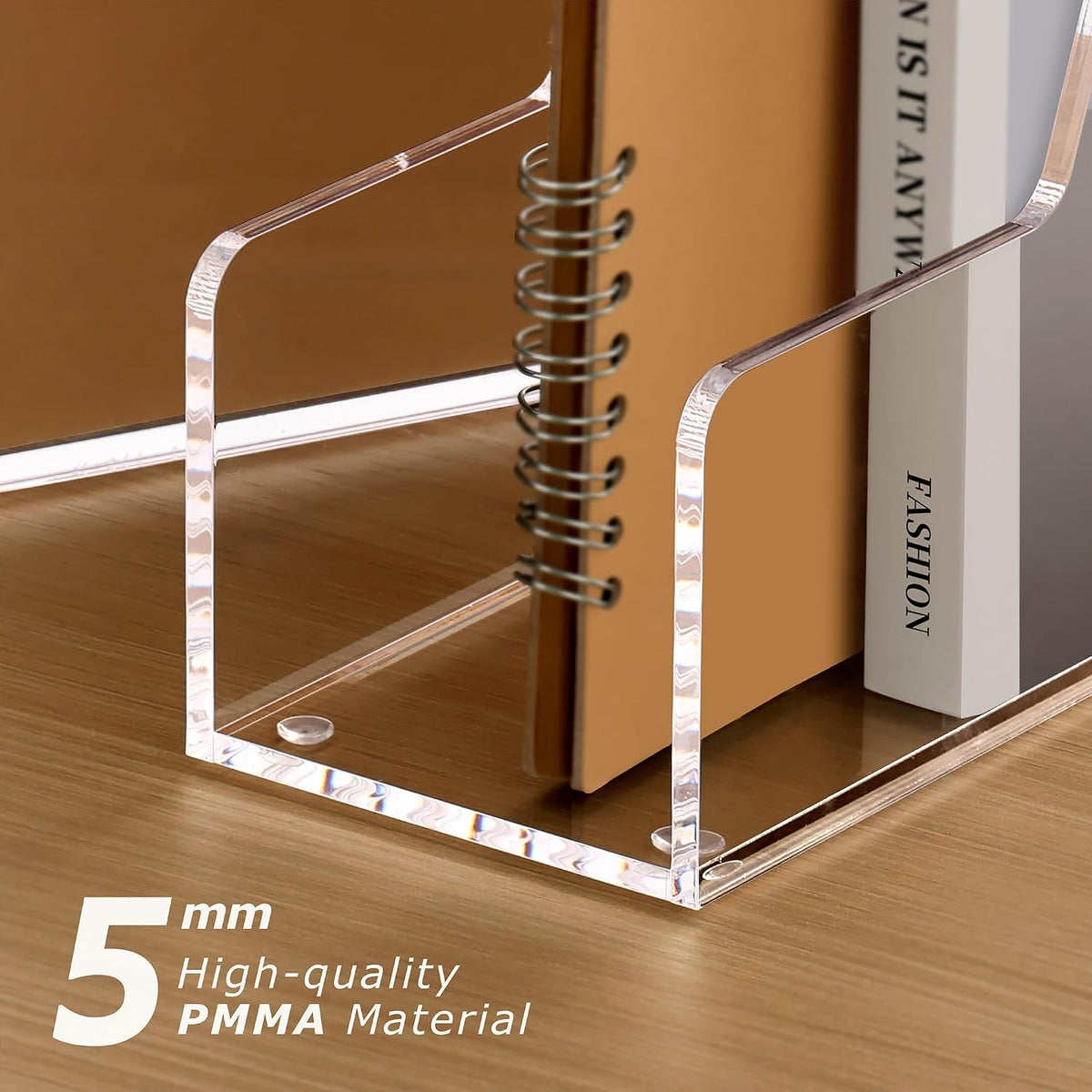 Acrylic Magazine File Holder Desk Organizer Magazine Rack, Clear, Vertical File Sorter Holders, 9.45" D x 3.54" W x 10.24" H