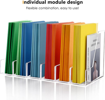 Acrylic Magazine File Holder Desk Organizer Magazine Rack, Clear, Vertical File Sorter Holders, 9.45" D x 3.54" W x 10.24" H