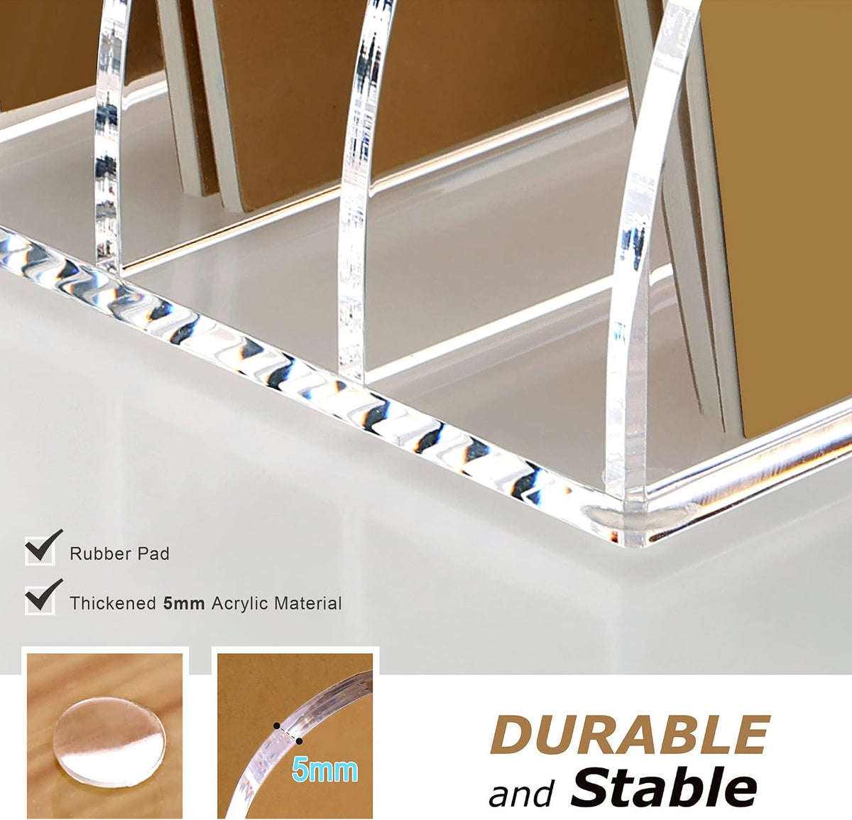 Acrylic Magazine File Holder Desk Organizer Magazine Rack, Clear, Vertical File Sorter Holders, 9.45" D x 3.54" W x 10.24" H