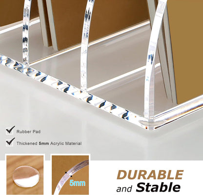 Acrylic Magazine File Holder Desk Organizer Magazine Rack, Clear, Vertical File Sorter Holders, 9.45" D x 3.54" W x 10.24" H