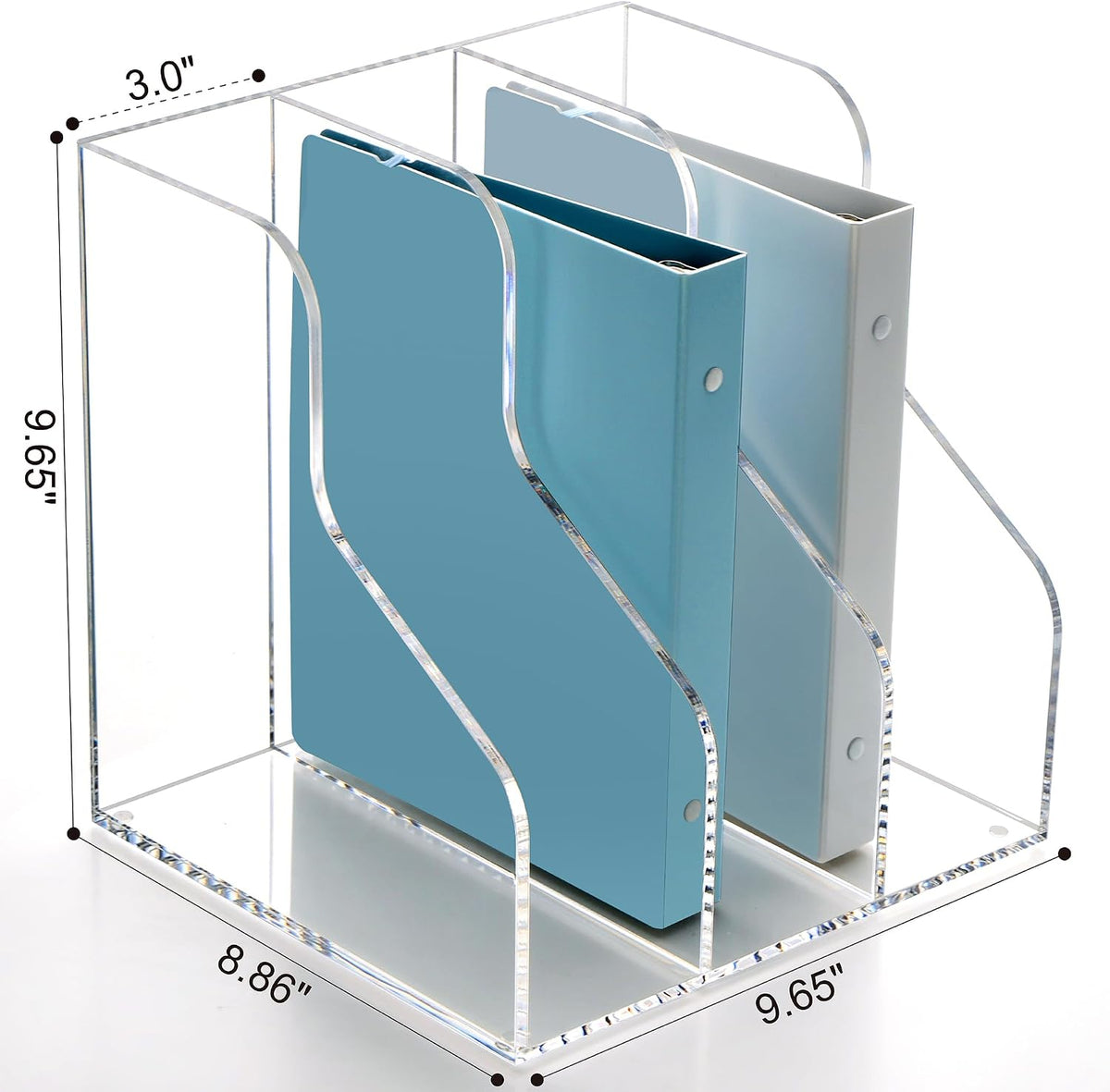 Acrylic Magazine File Holder Desk Organizer Magazine Rack, Clear, Vertical File Sorter Holders, 9.45" D x 3.54" W x 10.24" H