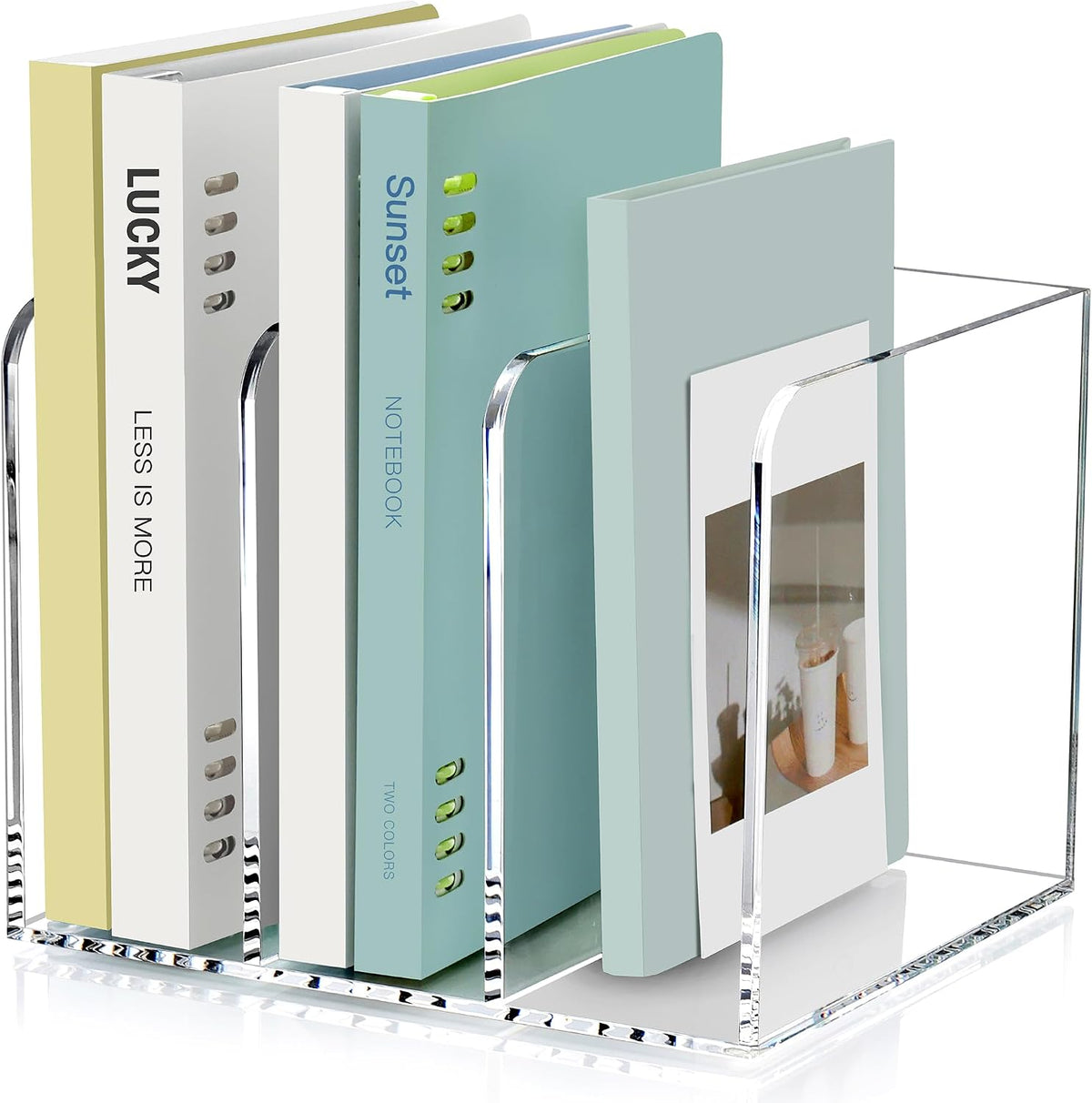 Acrylic Magazine File Holder Desk Organizer Magazine Rack, Clear, Vertical File Sorter Holders, 9.45" D x 3.54" W x 10.24" H