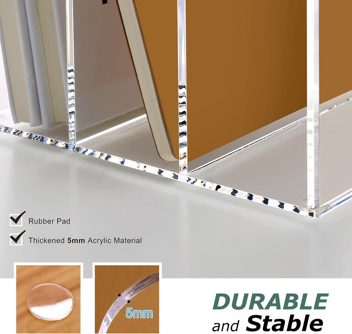 Acrylic Magazine File Holder Desk Organizer Magazine Rack, Clear, Vertical File Sorter Holders, 9.45" D x 3.54" W x 10.24" H