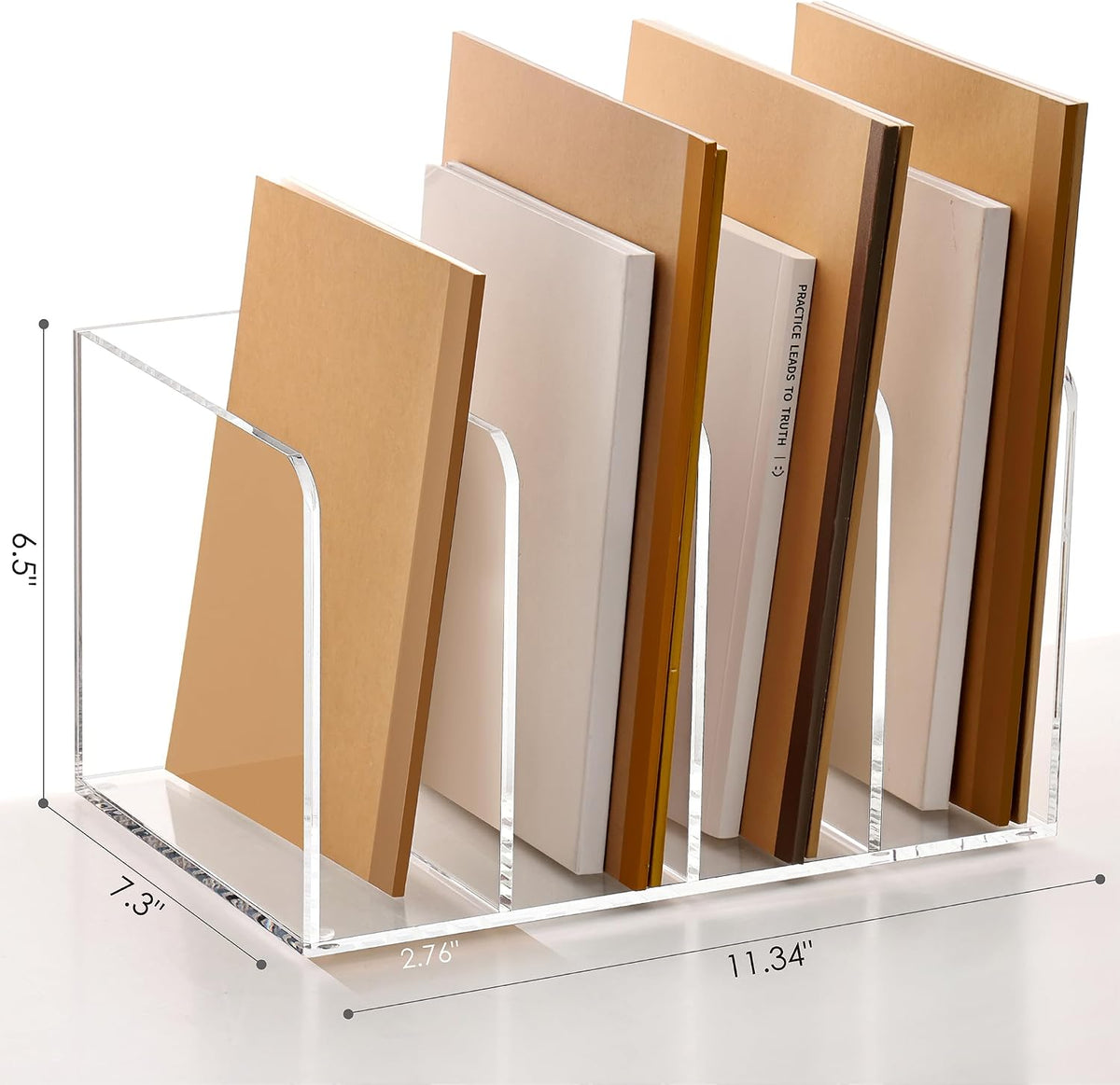Acrylic Magazine File Holder Desk Organizer Magazine Rack, Clear, Vertical File Sorter Holders, 9.45" D x 3.54" W x 10.24" H