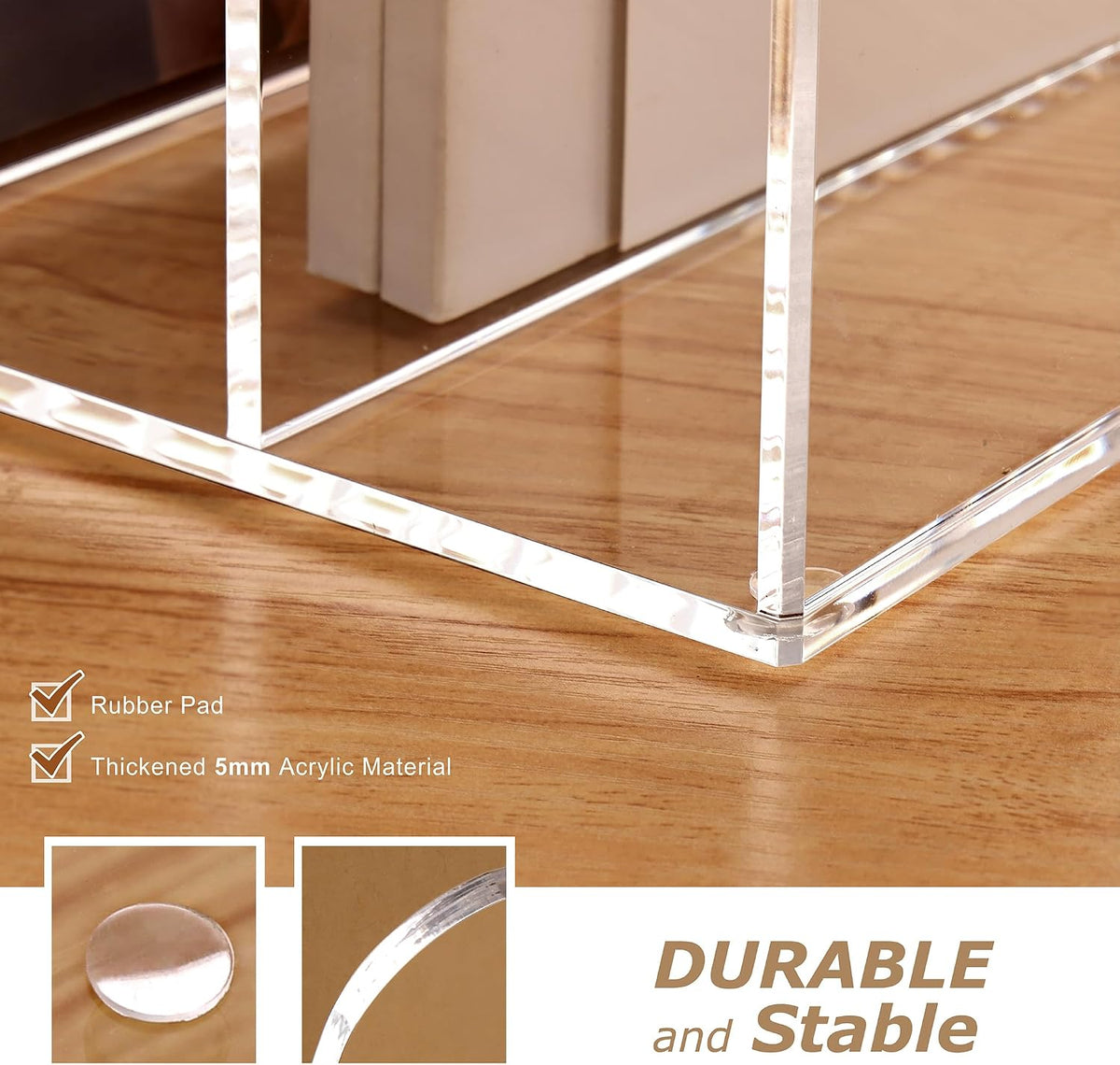 Acrylic Magazine File Holder Desk Organizer Magazine Rack, Clear, Vertical File Sorter Holders, 9.45" D x 3.54" W x 10.24" H