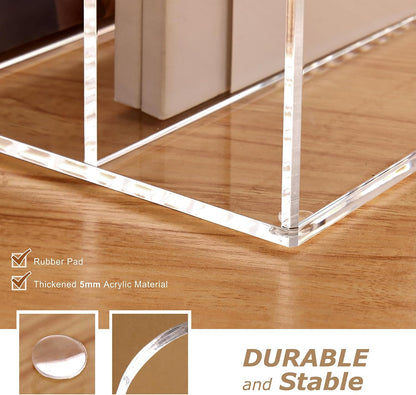 Acrylic Magazine File Holder Desk Organizer Magazine Rack, Clear, Vertical File Sorter Holders, 9.45" D x 3.54" W x 10.24" H