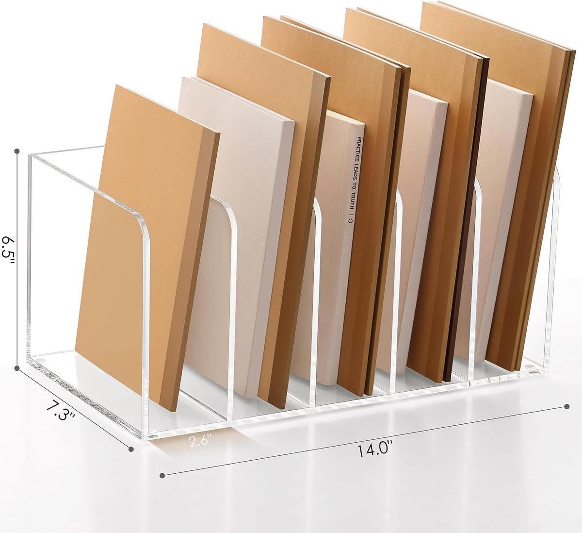 Acrylic Magazine File Holder Desk Organizer Magazine Rack, Clear, Vertical File Sorter Holders, 9.45" D x 3.54" W x 10.24" H