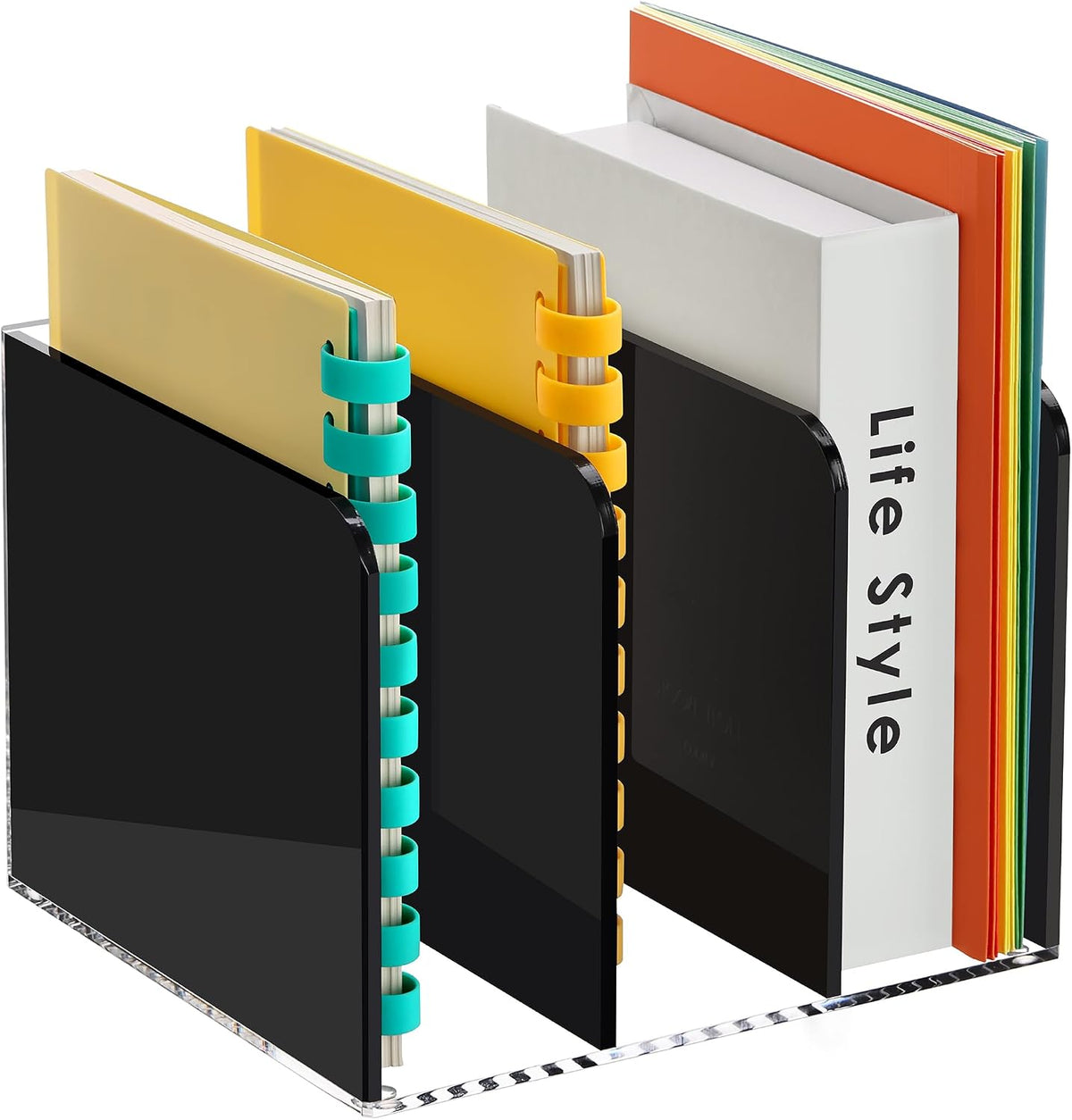 Acrylic Magazine File Holder Desk Organizer Magazine Rack, Clear, Vertical File Sorter Holders, 9.45" D x 3.54" W x 10.24" H