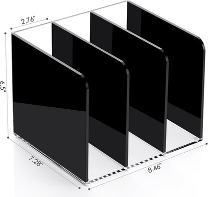 Acrylic Magazine File Holder Desk Organizer Magazine Rack, Clear, Vertical File Sorter Holders, 9.45" D x 3.54" W x 10.24" H