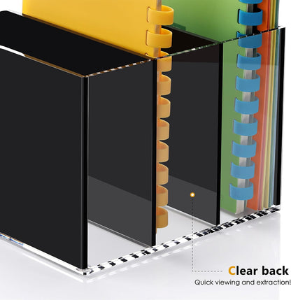 Acrylic Magazine File Holder Desk Organizer Magazine Rack, Clear, Vertical File Sorter Holders, 9.45" D x 3.54" W x 10.24" H