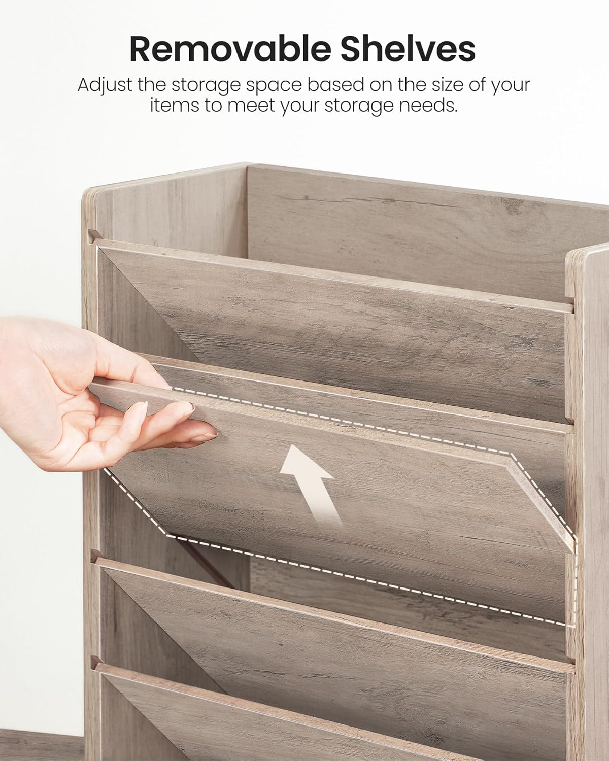 Wall File Organizer, 10-Tier Hanging Mail Organizer, Wall Mount File Holder with 4 Side Hooks, Mail and Storage Organizer, Wooden Vertical Hanging Holder for Office, Rustic Brown MWJ03FG