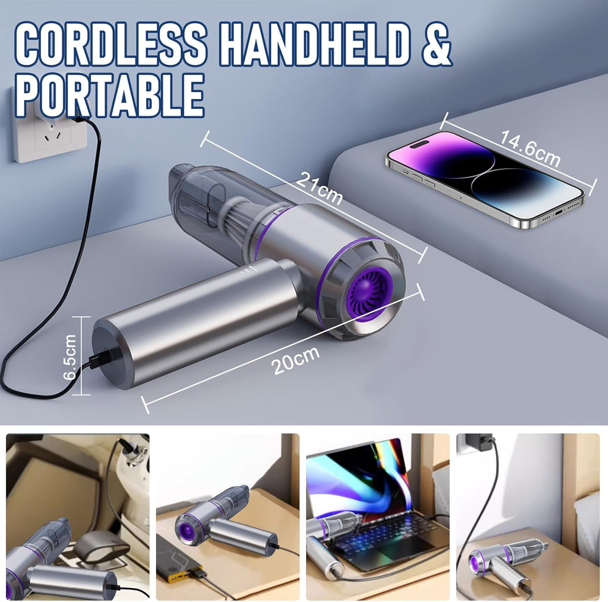 Car Vacuum Cordless Mini Handhled 4-in-1 High Power Cleaner 20000Pa