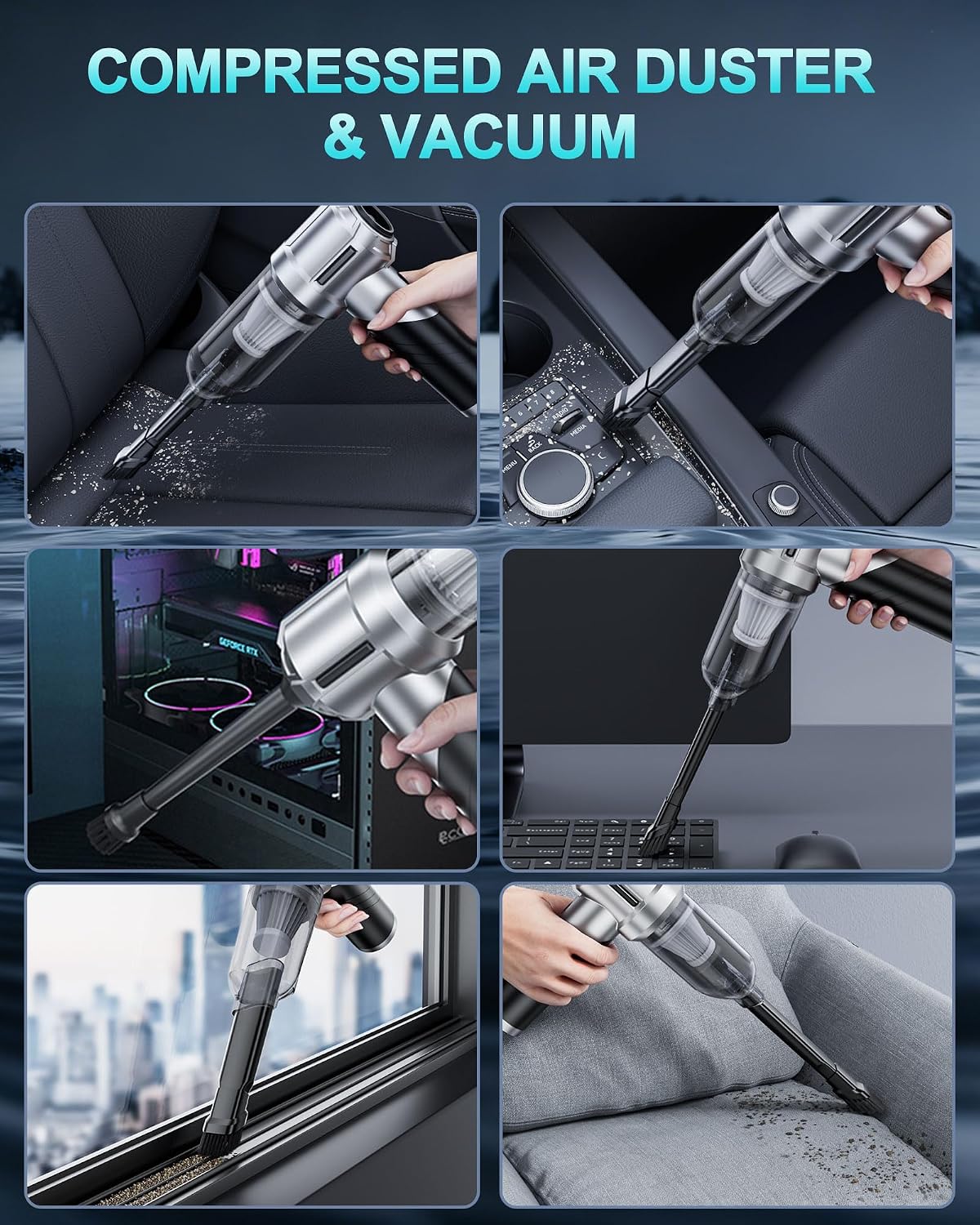 Car Vacuum Cordless Mini Handhled 4-in-1 High Power Cleaner 20000Pa