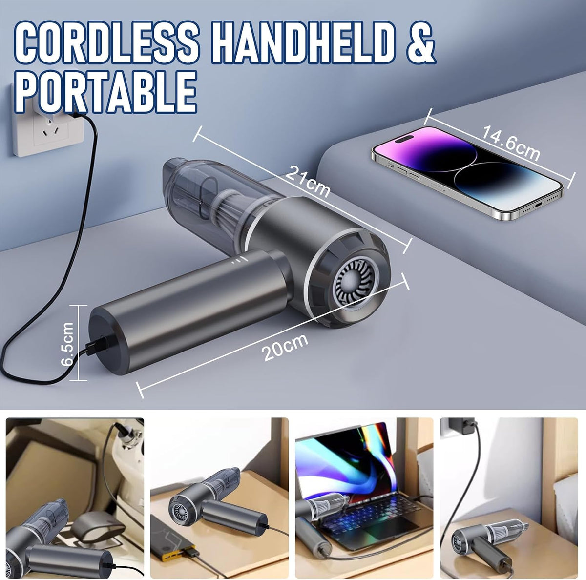 Car Vacuum Cordless Mini Handhled 4-in-1 High Power Cleaner 20000Pa