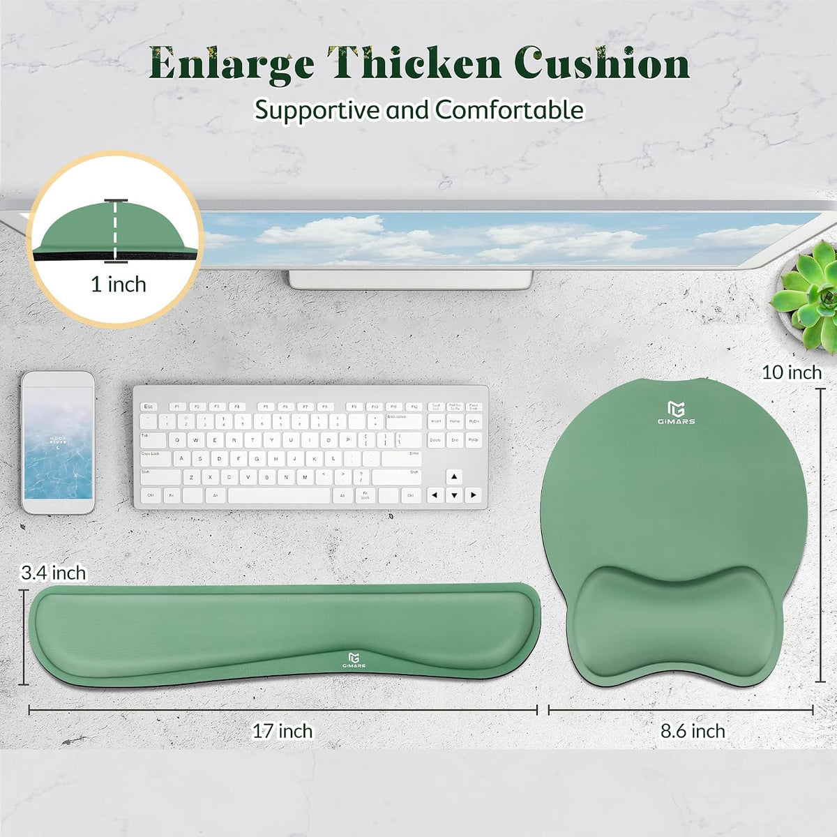 Upgrade Enlarge Superfine Fibre Soft Smooth Gel Ergonomic Mouse Pad Wrist Support and Keyboard Wrist Rest for Computer, Laptop, Mac, Gaming and Office, Durable, Comfortable and Pain Relief