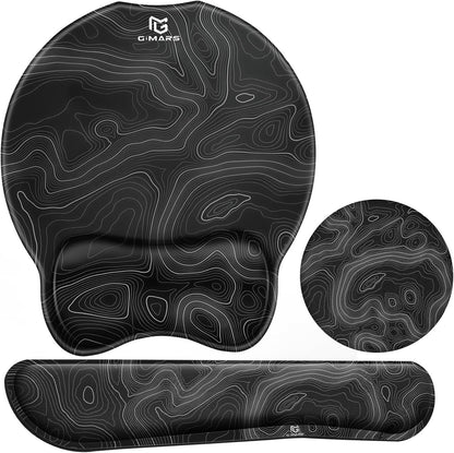 Upgrade Enlarge Superfine Fibre Soft Smooth Gel Ergonomic Mouse Pad Wrist Support and Keyboard Wrist Rest for Computer, Laptop, Mac, Gaming and Office, Durable, Comfortable and Pain Relief