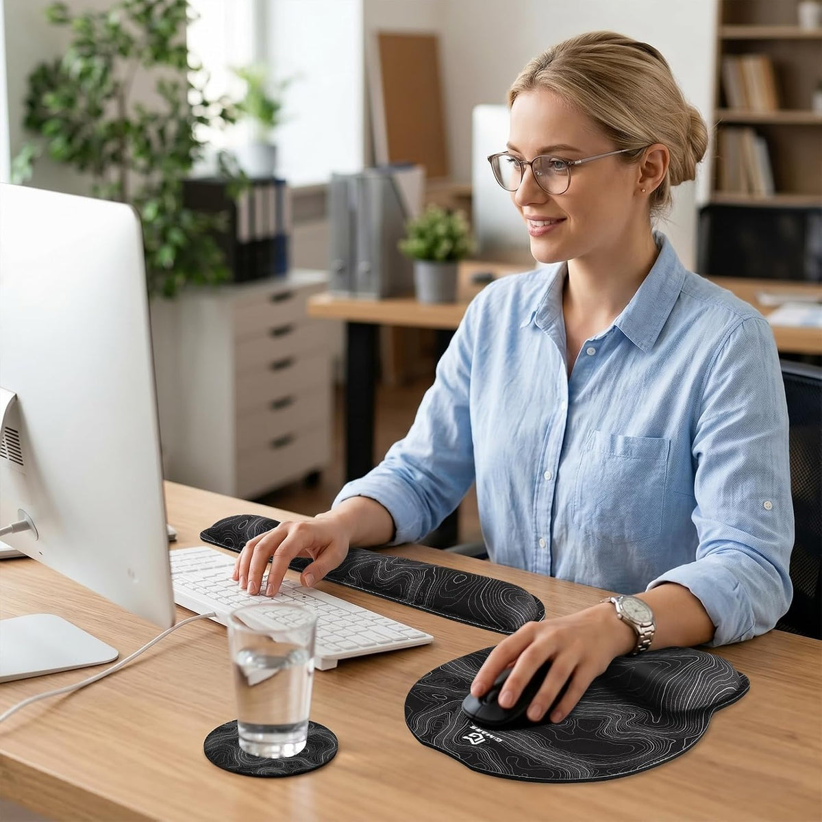 Upgrade Enlarge Superfine Fibre Soft Smooth Gel Ergonomic Mouse Pad Wrist Support and Keyboard Wrist Rest for Computer, Laptop, Mac, Gaming and Office, Durable, Comfortable and Pain Relief