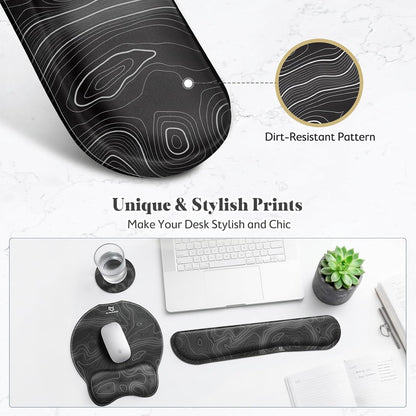 Upgrade Enlarge Superfine Fibre Soft Smooth Gel Ergonomic Mouse Pad Wrist Support and Keyboard Wrist Rest for Computer, Laptop, Mac, Gaming and Office, Durable, Comfortable and Pain Relief