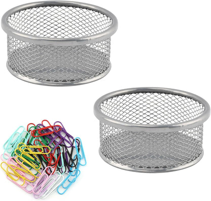 2PCS Silver Paper Clip Holders for Desk & 50pcs Paperclips