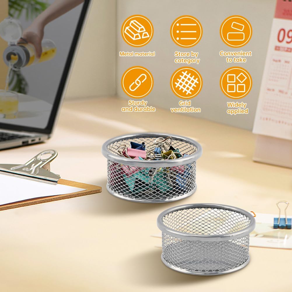 2PCS Silver Paper Clip Holders for Desk & 50pcs Paperclips