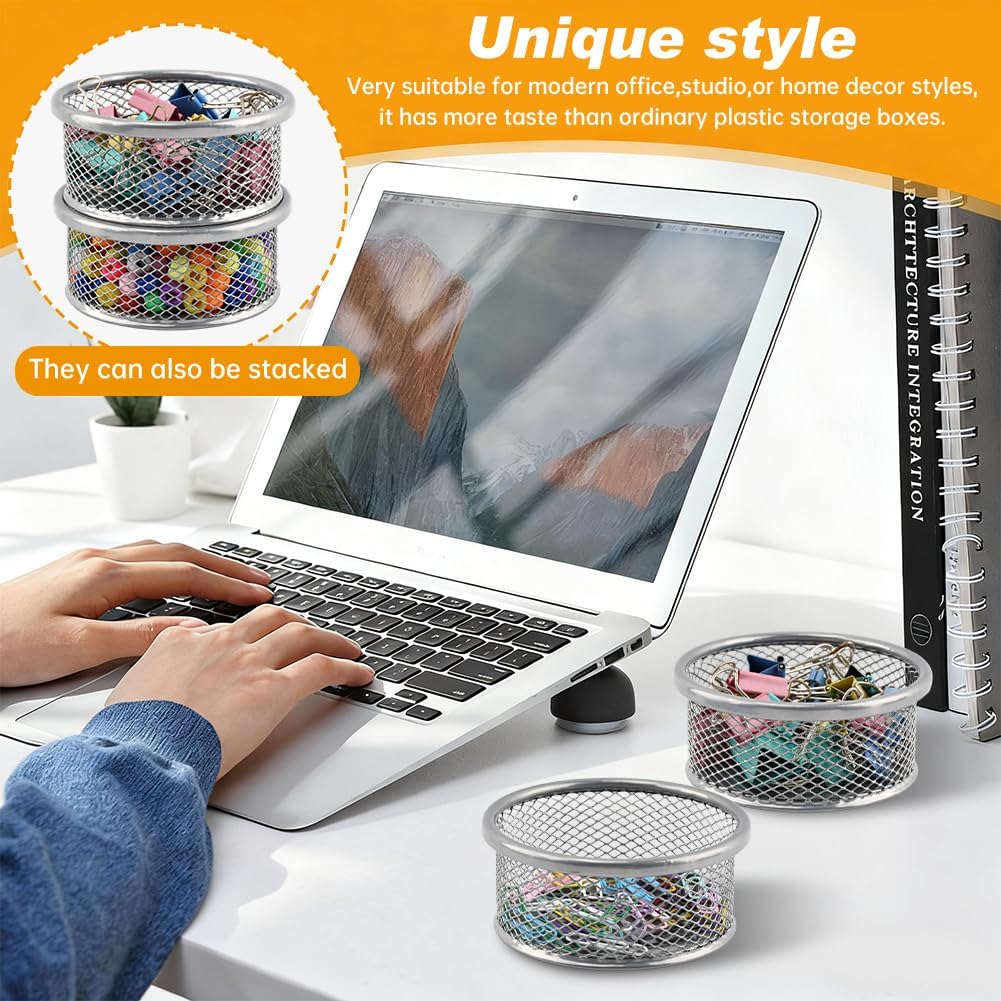 2PCS Silver Paper Clip Holders for Desk & 50pcs Paperclips