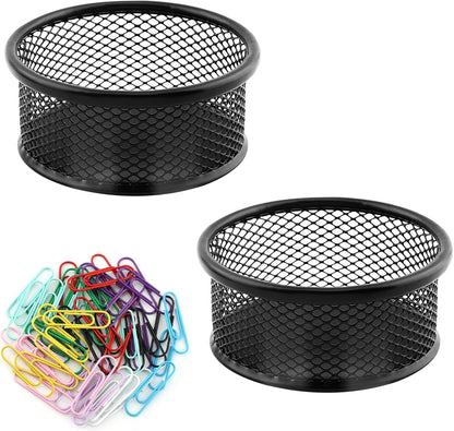 2PCS Silver Paper Clip Holders for Desk & 50pcs Paperclips