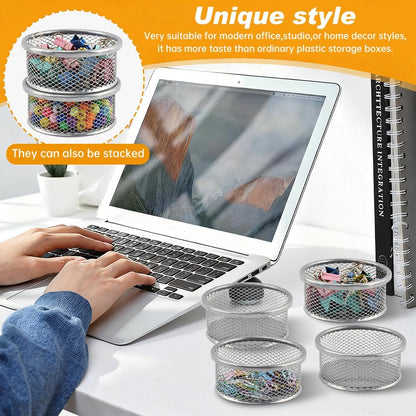 2PCS Silver Paper Clip Holders for Desk & 50pcs Paperclips
